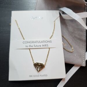 Miss To Mrs 18k Gold Plated Diamond Shape Necklace